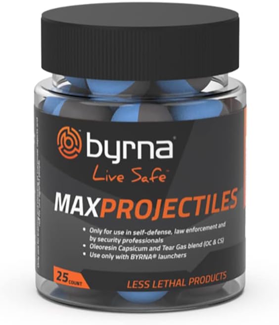 Byrna MAX Projectiles - | Maximum Stopping Power | OC and CS Non Lethal Pepper Spray & Tear Gas Blend Balls