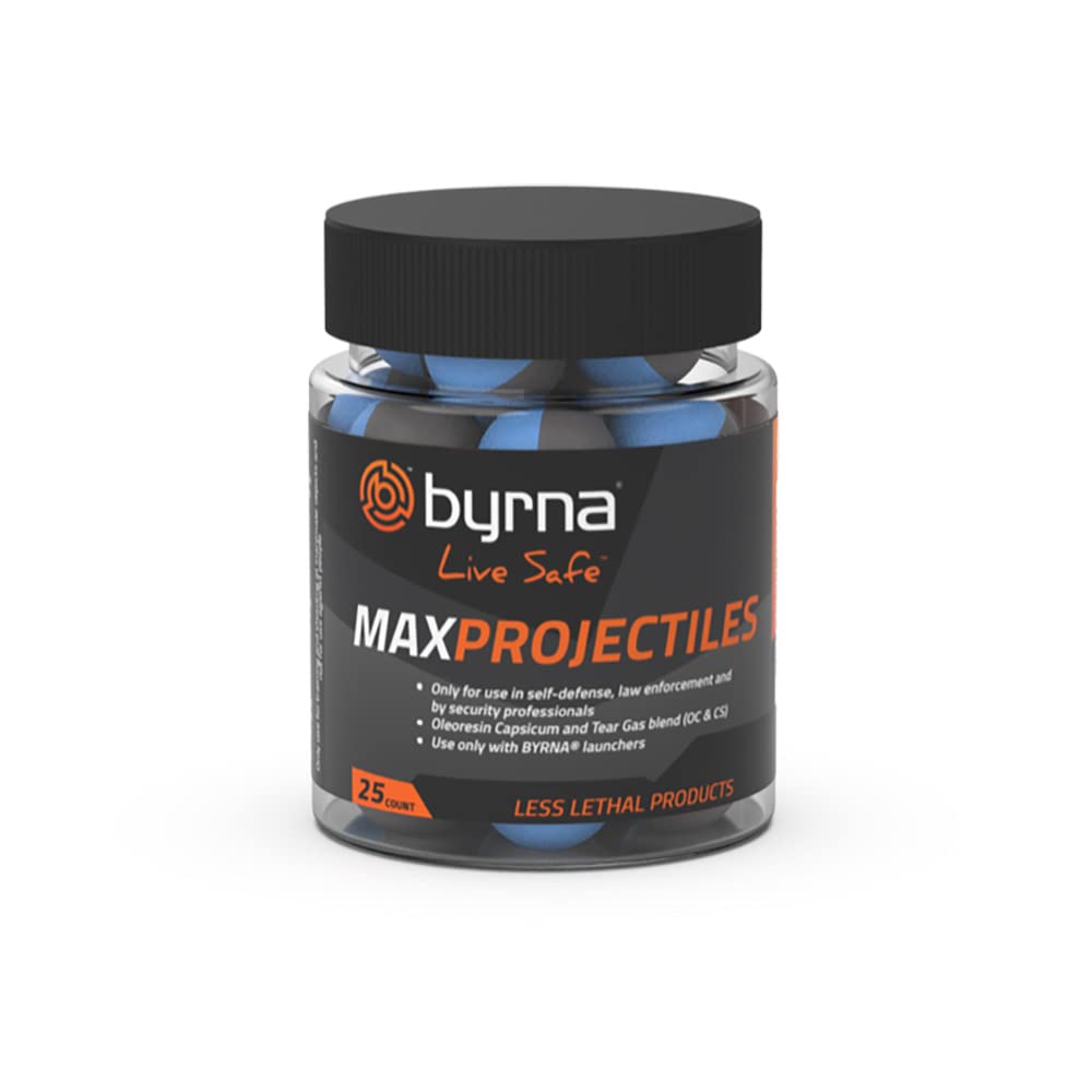 Byrna MAX Projectiles - | Maximum Stopping Power | OC and CS Non Lethal Pepper Spray & Tear Gas Blend Balls