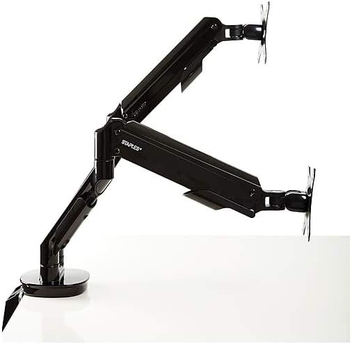Staples Dual Monitor Arm, up to 30-inch Monitors, Black (51729) Dual Arm