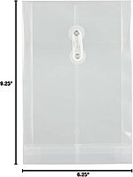 JAM PAPER Open-End Plastic Envelopes, Button & String