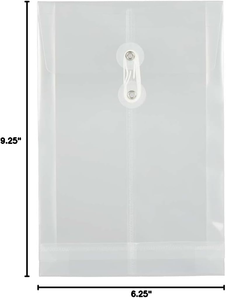 JAM PAPER Open-End Plastic Envelopes, Button & String