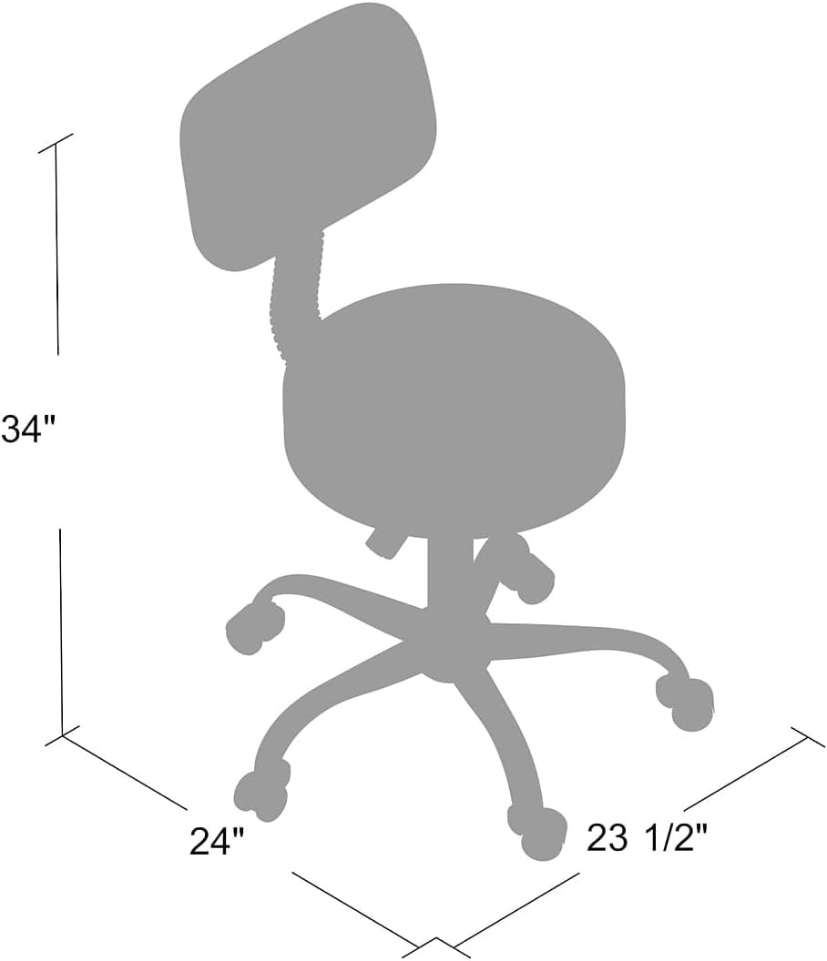 BOSS OFFICE PRODUCTS Medical Stool with Back, Antimicrobial Vinyl, Chrome Base