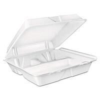 Dart 3-Compartment Foam Carryout Food Containers, 8 Oz, White - Pack of 200