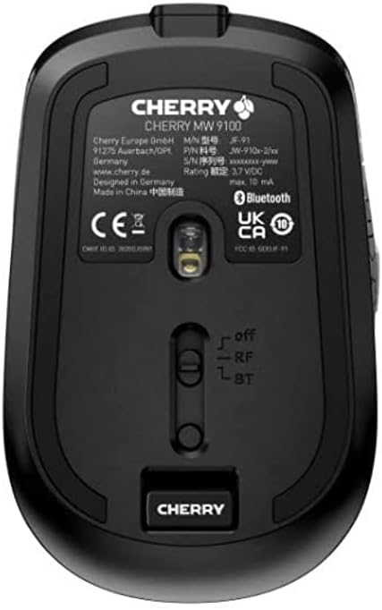 Cherry MW 9100 Wireless Rechargeable Mouse Bluetooth or 2.4 GHz AES-128 encryption Black