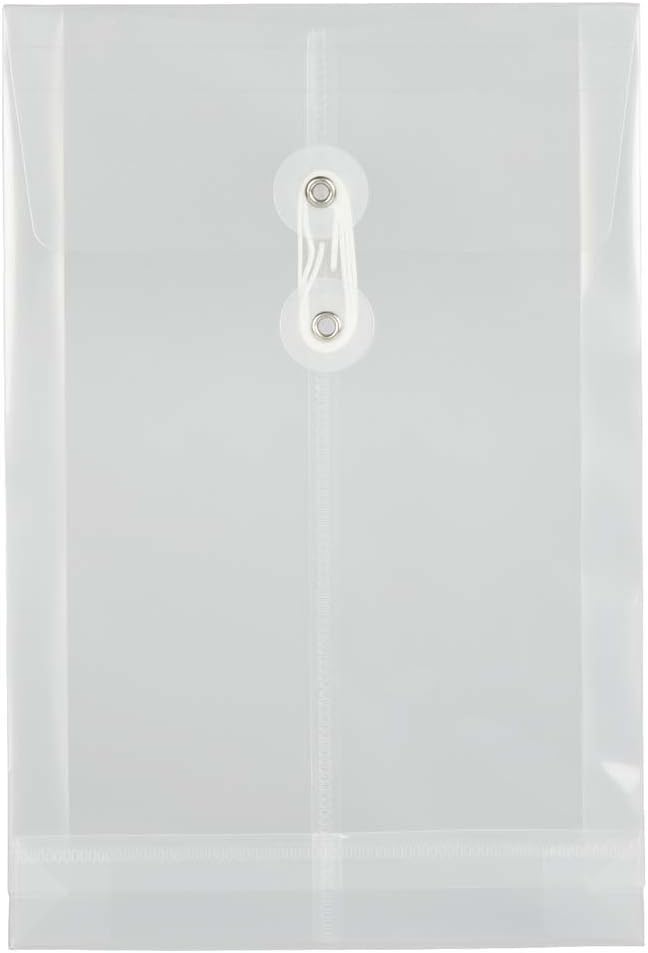 JAM PAPER Open-End Plastic Envelopes, Button & String