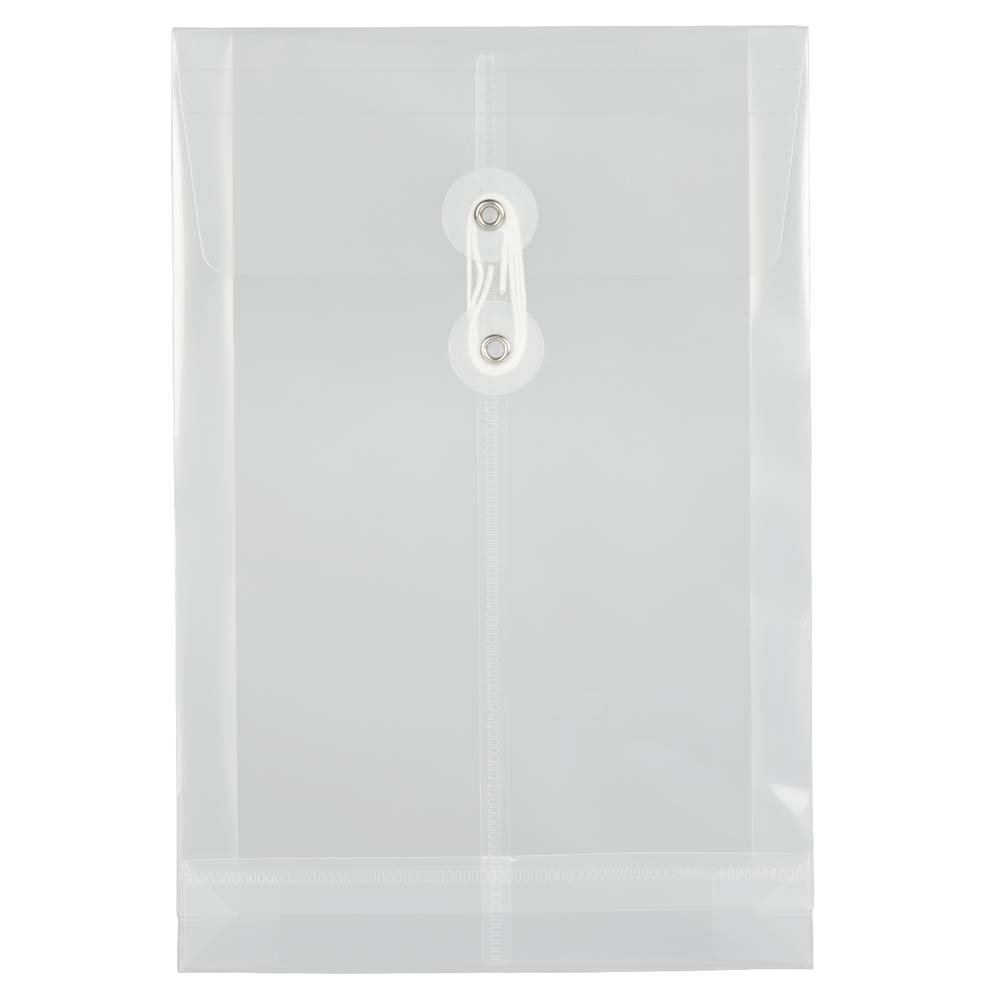 JAM PAPER Open-End Plastic Envelopes, Button & String