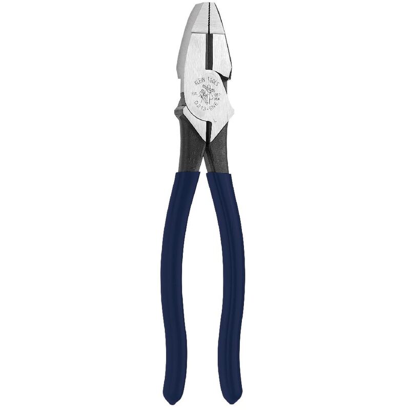 Klein Tools D213-8NE Pliers, 8-Inch Side Cutters, High Leverage Lineman's Pliers Cut Copper, Aluminum and other Soft Metals