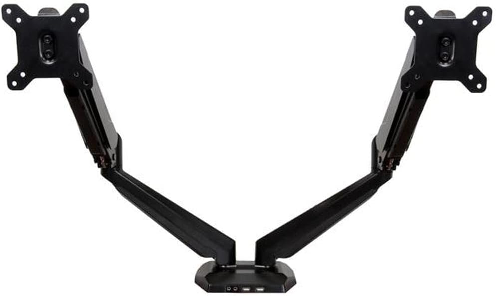 StarTech.com Desk Mount Dual Monitor Arm with USB/Audio, Desk Clamp Ergonomic VESA Mount for up to 32" (17.6lb/8kg) Displays