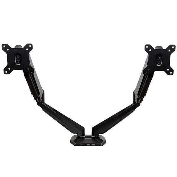 StarTech.com Desk Mount Dual Monitor Arm with USB/Audio, Desk Clamp Ergonomic VESA Mount for up to 32" (17.6lb/8kg) Displays