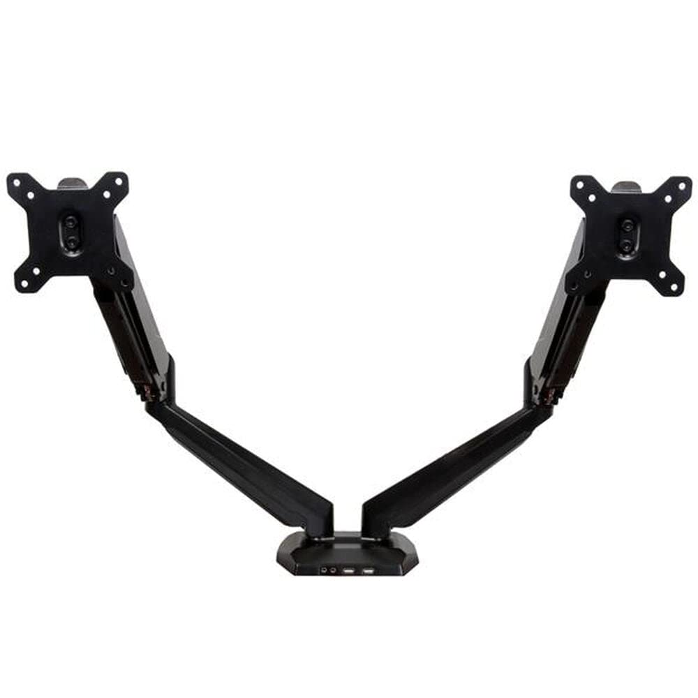 StarTech.com Desk Mount Dual Monitor Arm with USB/Audio, Desk Clamp Ergonomic VESA Mount for up to 32" (17.6lb/8kg) Displays