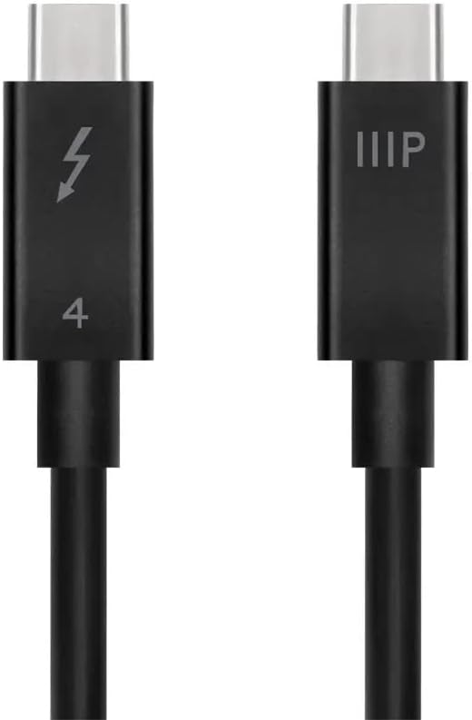 Monoprice Thunderbolt 4 Cable - Intel Certified, 40Gbps, 240 Watts Power Delivery, 8K Ultra HD, 1 Meter, Black