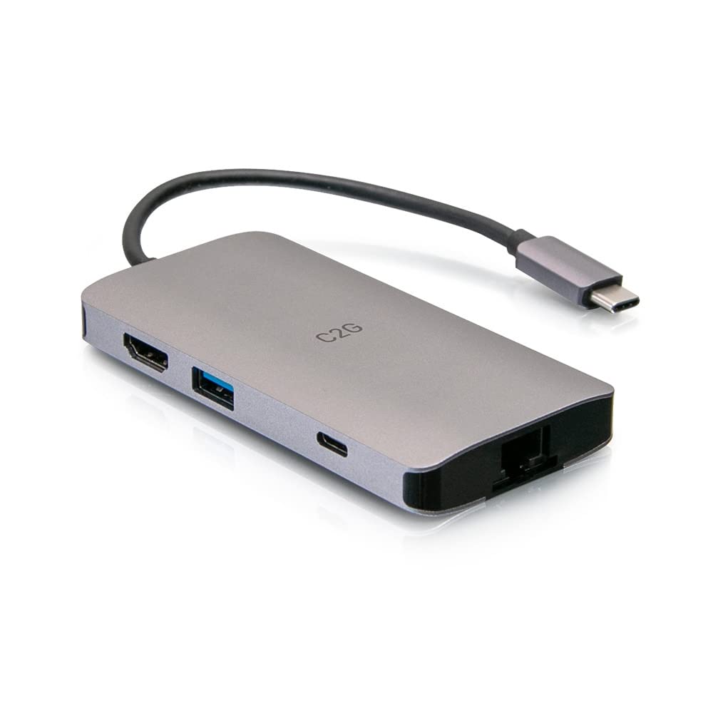 USB-C 8-in-1 Mini Dock with HDMI, 3X USB-A, Ethernet, SD Card Reader, and USB-C Power Delivery up to 100W - 4K 30Hz