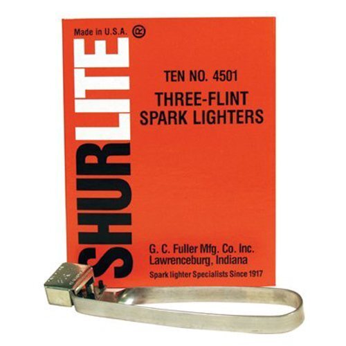 Shurlite Spark Lighter, Three-Flint Lighter with Attached Flints, 100 EA/BX