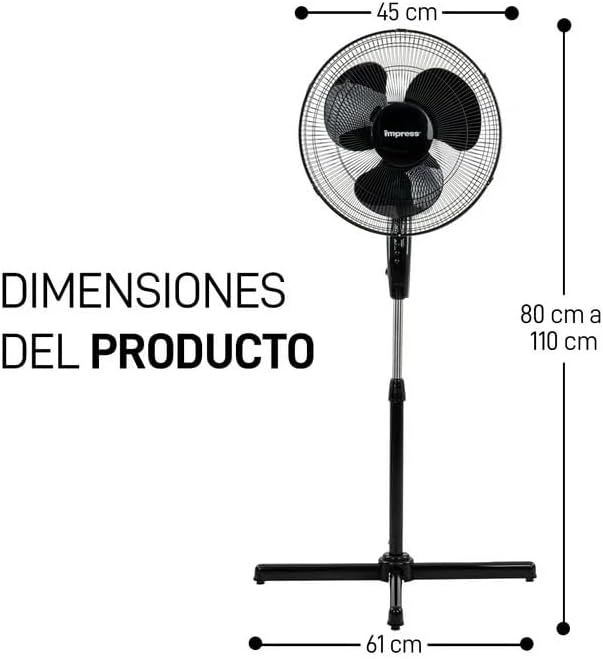 Impress Handi-Fan Oscillating Stand Fan, 52inH x 21inW x 16inD, White