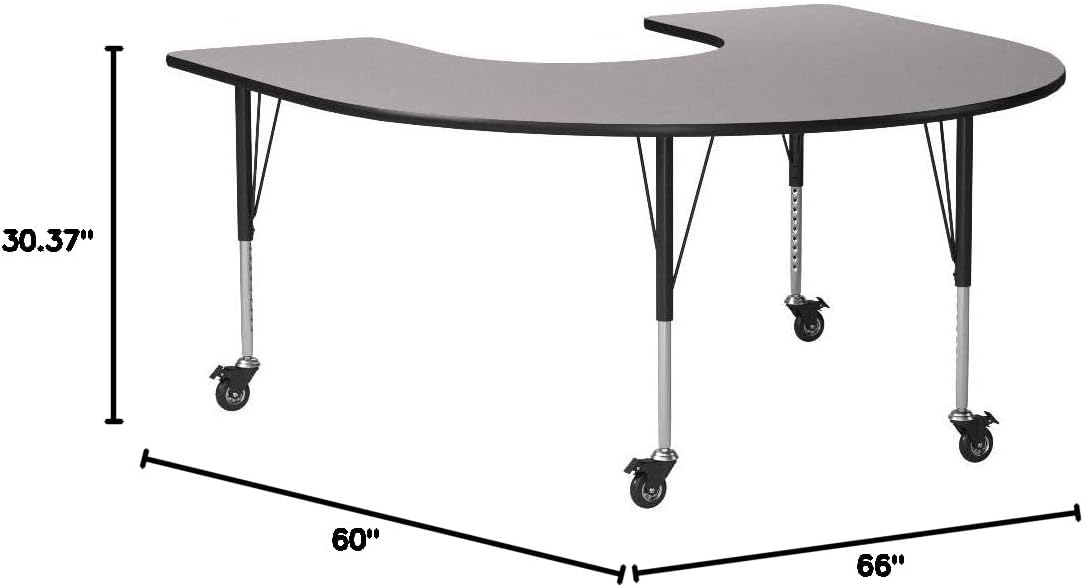 FLASH FURNITURE Wren Mobile Horseshoe Thermal Laminate Activity Table - Standard Height Adjustable Legs