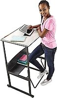 SAFCO AlphaBetter Adjustable-Height Student Desk with Book Box and Swinging Pendulum Footrest, 28 x 20