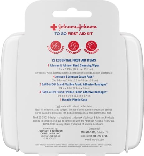 Johnson & Johnson First Aid To Go! 12-piece Mini First Aid Kit