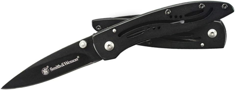 Smith & Wesson CKLPB 5.3in High Carbon S.S. Folding Knife with a 3.2in Drop Point Blade and Stainless Steel Handle
