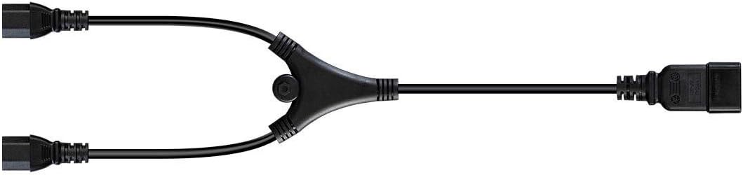 Monoprice Heavy Duty Splitter Power Cord - IEC 60320 C20 to 2x IEC 60320 C13, 14AWG, 15A, SJTW, 100-250V, 2 Feet, Black