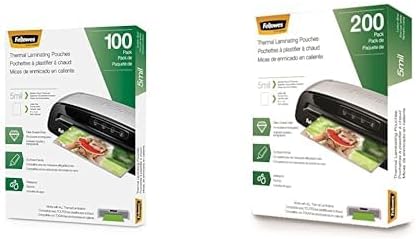 Fellowes Thermal Laminating Pouches, 5mil Letter Size Sheets, 9 x 11.5, 100 Pack, Clear (5743501) + 200 Pack