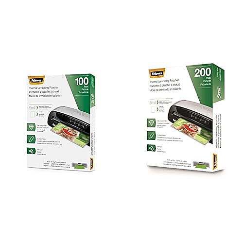 Fellowes Thermal Laminating Pouches, 5mil Letter Size Sheets, 9 x 11.5, 100 Pack, Clear (5743501) + 200 Pack, Clear (5743601) 5mil - 300 Pack