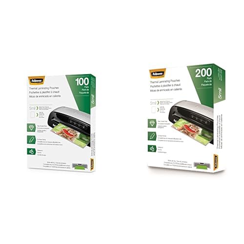 Fellowes Thermal Laminating Pouches, 5mil Letter Size Sheets, 9 x 11.5, 100 Pack, Clear (5743501) + 200 Pack