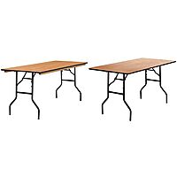 Flash Furniture Rectangular Folding Banquet Table, 30-1/4in H x 30in W x 72in D, Natural/Black