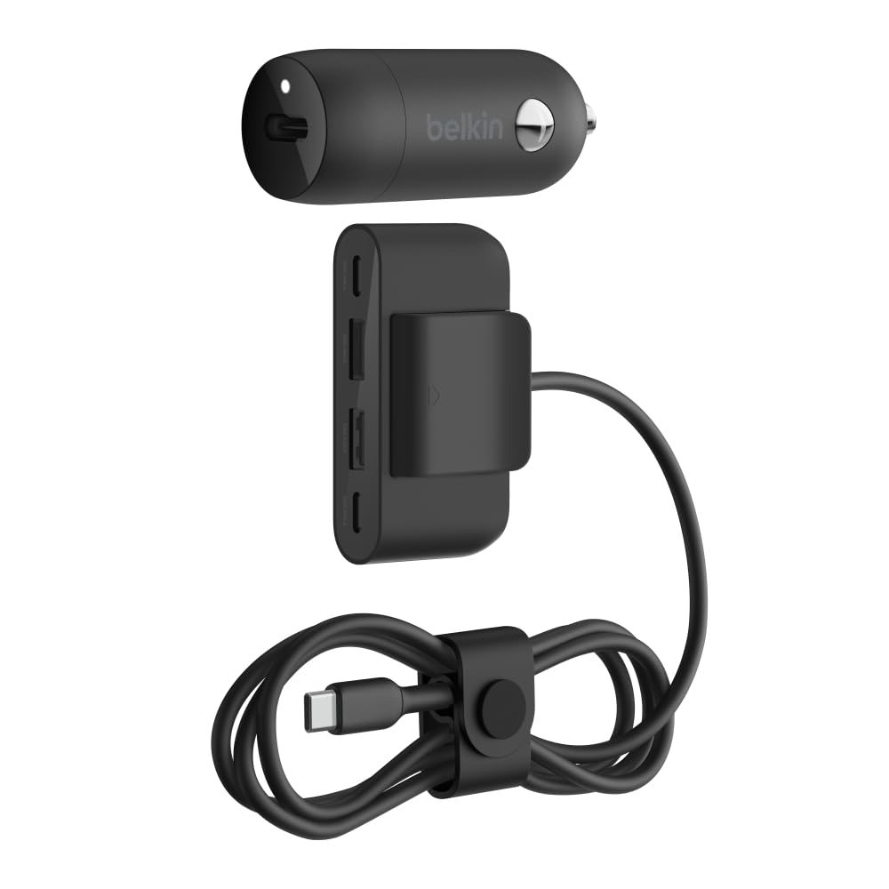Belkin BoostCharge™ 30W Fast Car Charger, USB-C Power Delivery Port, 4-Port USB Power Extender