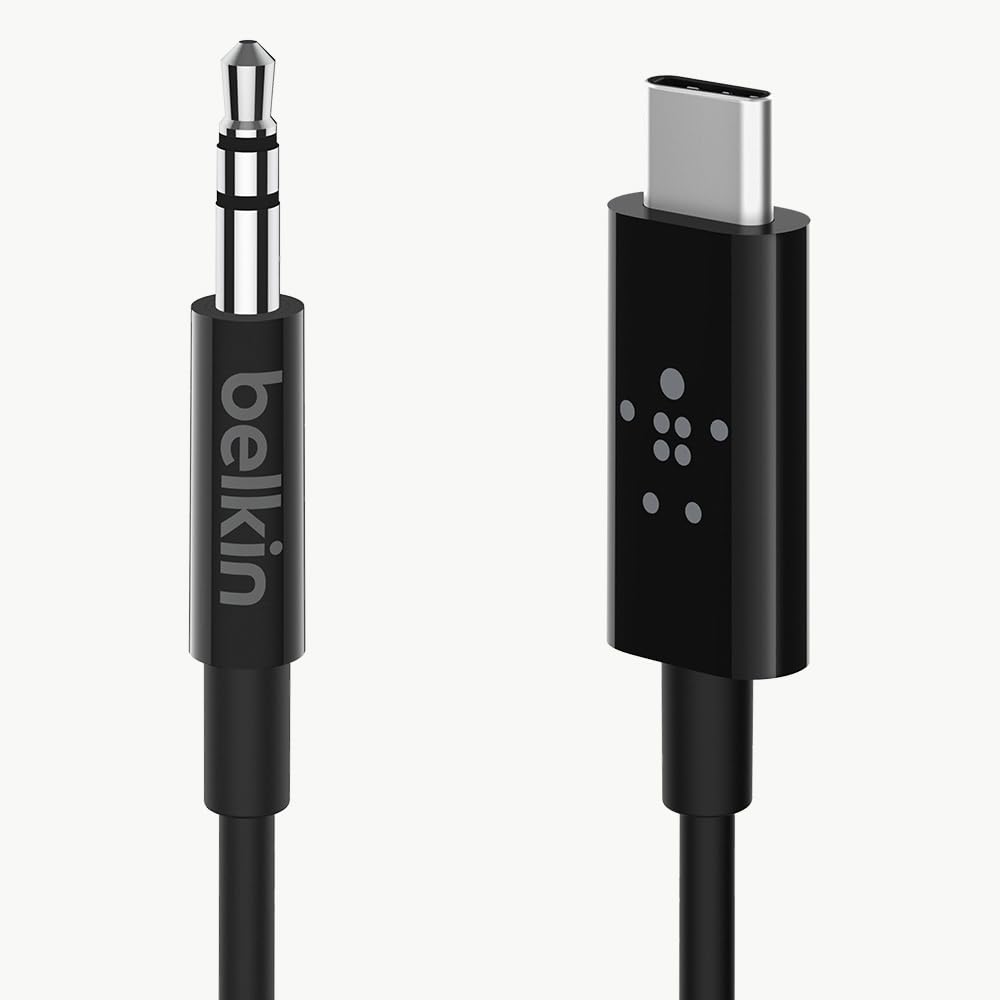 Belkin 3.5mm Audio Cable with USB-C Connector, 3 Ft, Black