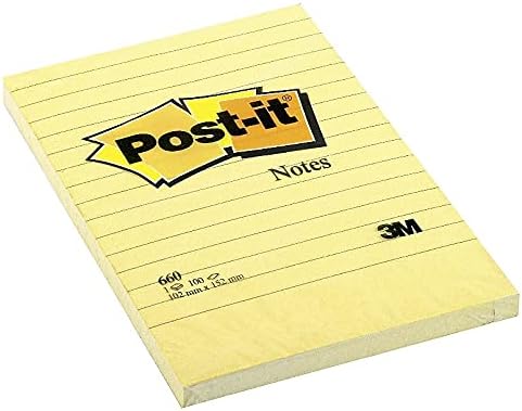 Post-it Super Sticky Notes, 4x6 in, 5 Pads, 2X The Sticking Power, Canary Yellow, Recyclable 9.6" x 5"