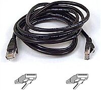 Belkin 7ft Copper Cat5e Cable - 24 AWG Wires - Black - RJ-45 Male Network - RJ-45 Male Network - 7ft - Black