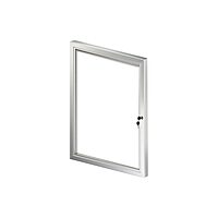 Azar Displays Enclosed Magnetic Message Board With Lock And Key, Porcelain, 23in x 29-3/4in, White, Silver Aluminum Frame