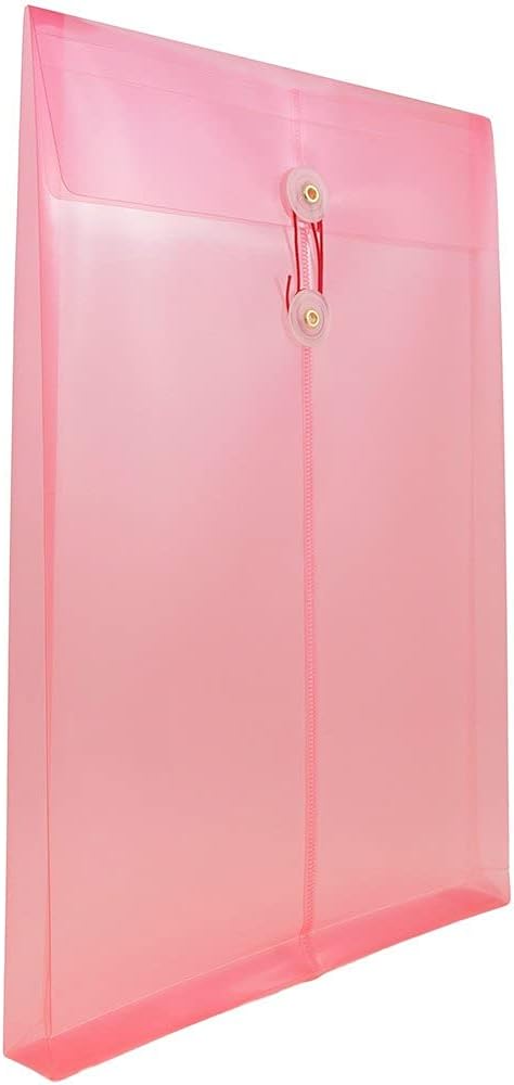 JAM PAPER Open-End Plastic Envelopes, Button & String