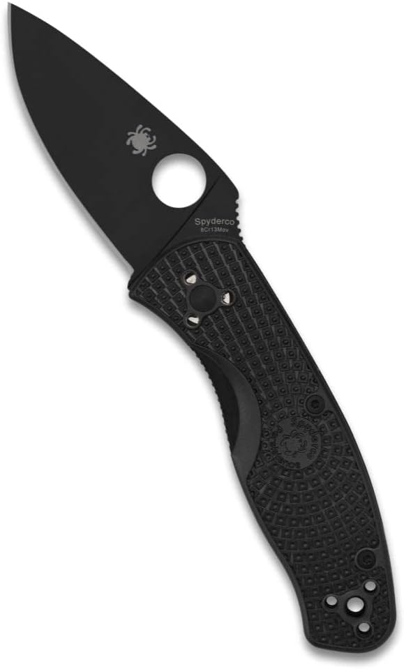 Spyderco Persistence Lightweight Pocket Knife - Durable Black Oxide Blade with Bi-Directional Textured FRN Handle
