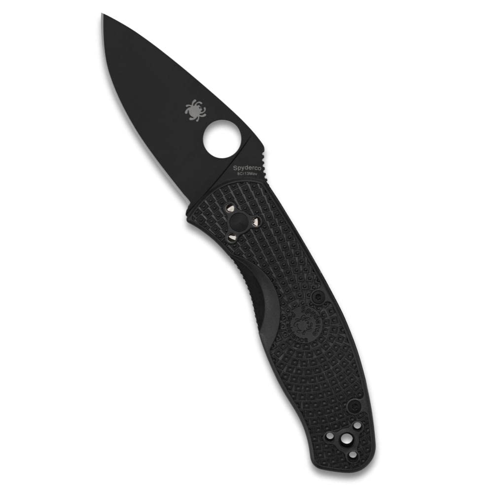 Spyderco Persistence Lightweight Pocket Knife - Durable Black Oxide Blade with Bi-Directional Textured FRN Handle