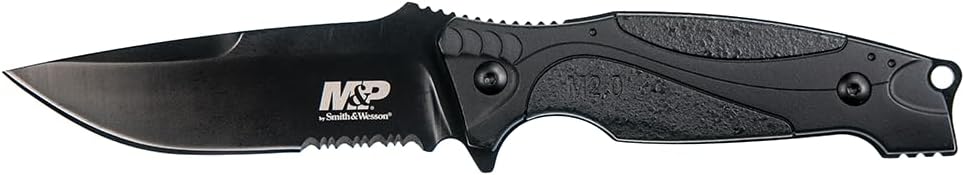 Smith & Wesson M&P M2.0 9in S.S. Full Tang Thin Fixed Blade Knife with 4in Drop Point Blade and Rubber Handle for Outdoor