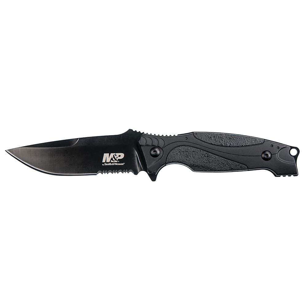 Smith & Wesson M&P M2.0 9in S.S. Full Tang Thin Fixed Blade Knife with 4in Drop Point Blade and Rubber Handle for Outdoor