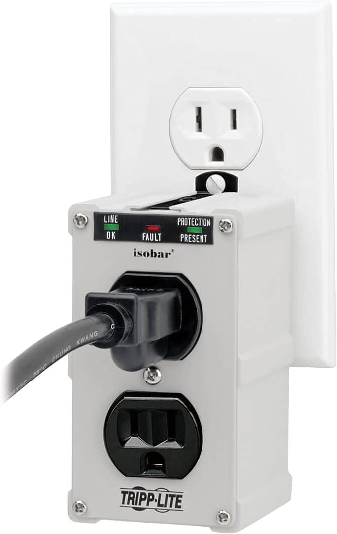Tripp Lite Isobar ISOBLOK2-0 Heavy Duty Outlet Extender, Wall Power Strip Surge Protector, 2 Outlets, Direct Plug-in, White