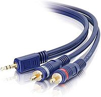 C2G Legrand 3.5MM to RCA Y-Cable, 25 Foot Y Splitter Audio Cable RCA, Blue 3.5MM to RCA Audio Cable, 1 Count, C2G 40616