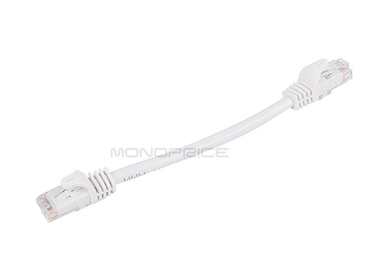 Monoprice Cat6 6in White Patch Cable UTP 24AWG 550MHz Pure Bare Copper Snagless RJ45 Flexboot Series Ethernet Cable 1