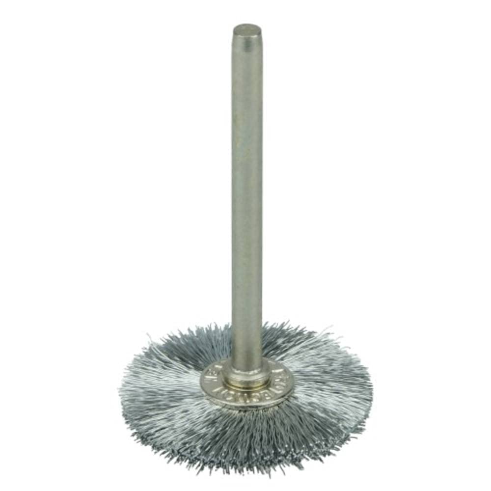 Weiler 26015 0.005" Wire Size, 1" Diameter, Steel Bristles, 1/8" Stem Size, Wire Fill, Miniature Wire Wheel Brush