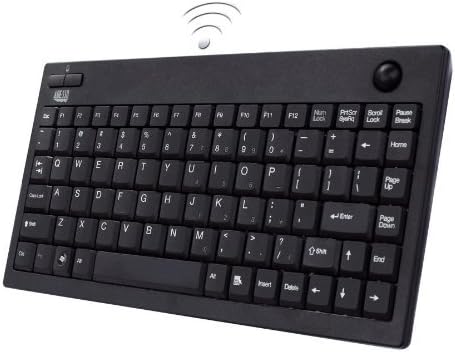 WKB-3100UB Wireless Mini Trackball Keyboard - Compact 87-Key Layout, Built-in 800 DPI Optical Trackball