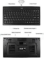 WKB-3100UB Wireless Mini Trackball Keyboard - Compact 87-Key Layout, Built-in 800 DPI Optical Trackball