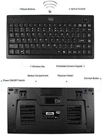WKB-3100UB Wireless Mini Trackball Keyboard - Compact 87-Key Layout, Built-in 800 DPI Optical Trackball