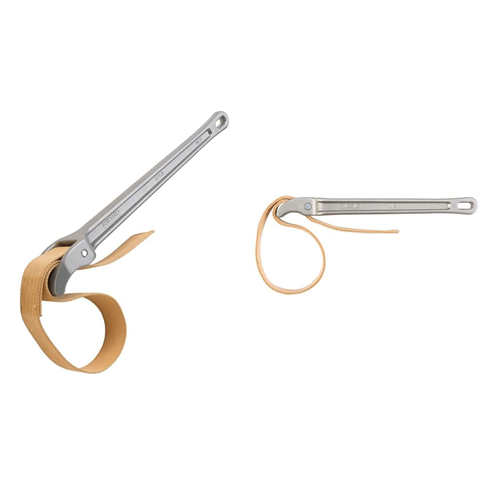 RIDGID 5-Inch 31360 and 2-Inch 31350 Capacity Adjustable Strap Wrenches Bundle Wrench + Strap Wrench