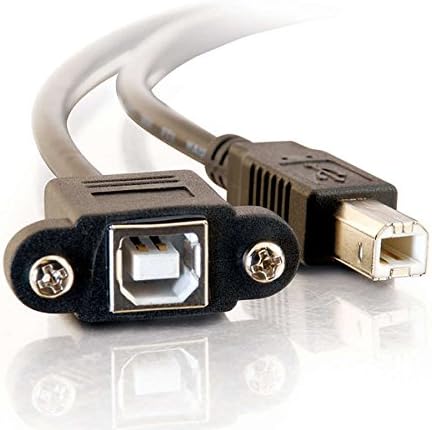 C2G USB Cable, USB Panel Mount, USB 2.0 Cable, USB B to B Cable, 2 Feet (0.60 Meters), Black, Cables to Go 28073