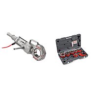 RIDGID 41935 Model 700 Hand-Held 120-Volt Power Drive, Silver & 36475 Model 12-R Exposed Ratchet Pipe Threader Set