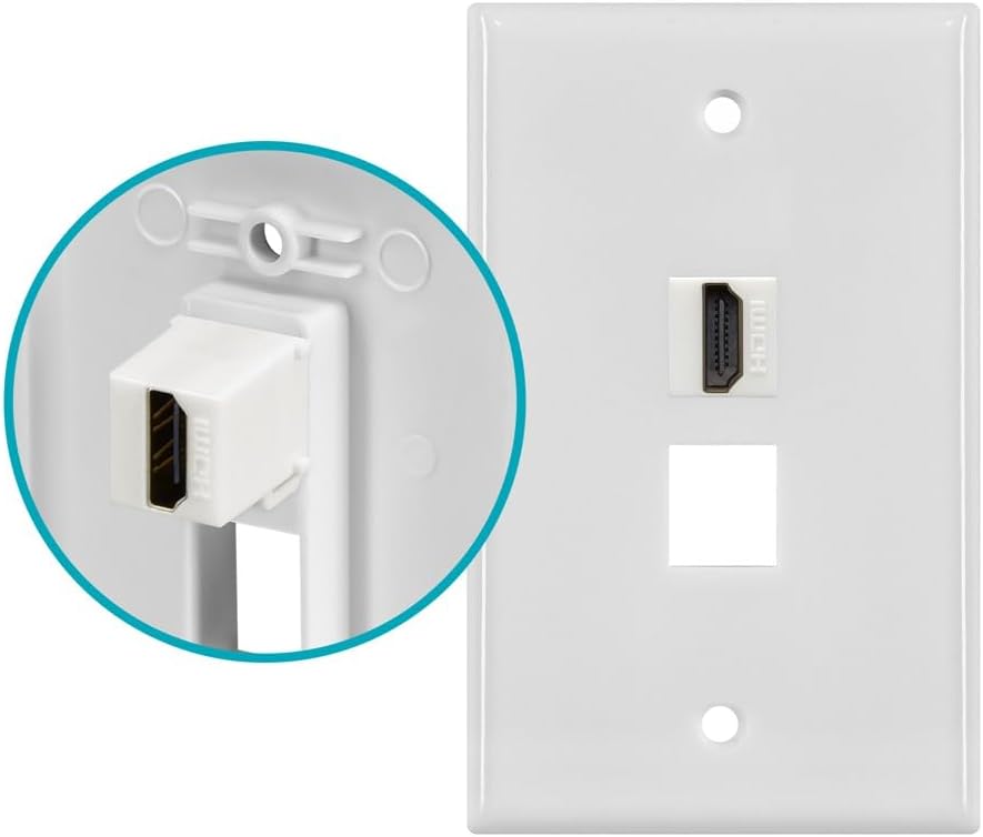 Monoprice 106852 Keystone Jack HDMI Female to Female Coupler Adapter, White 1 Count (Pack of 1)