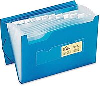 Office Depot Brand Polypropylene File, 13 Pocket, Expansion 12in, 8 1/2in x 11in, Letter, Blue, Pack of 1