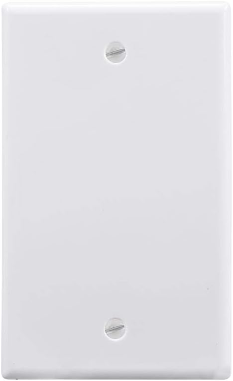 Monoprice 1-Gang Blank Wall Plate - 4.5"x2.75"x0.2", With Screws, White